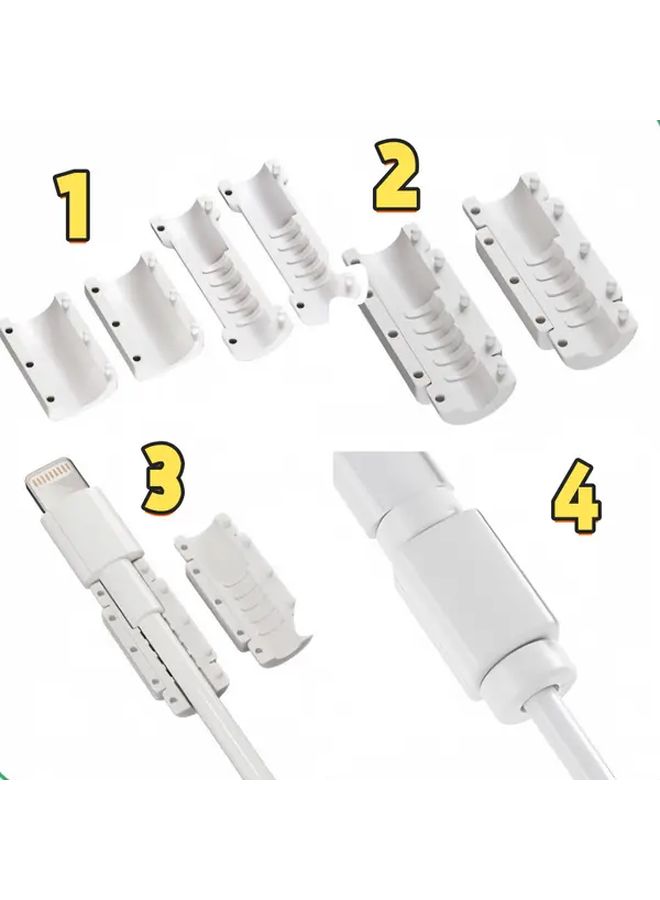 White 4pcs PVC Cable Protector Anti Breakage Cord Reinforcement for Phone Tablet - Image 5