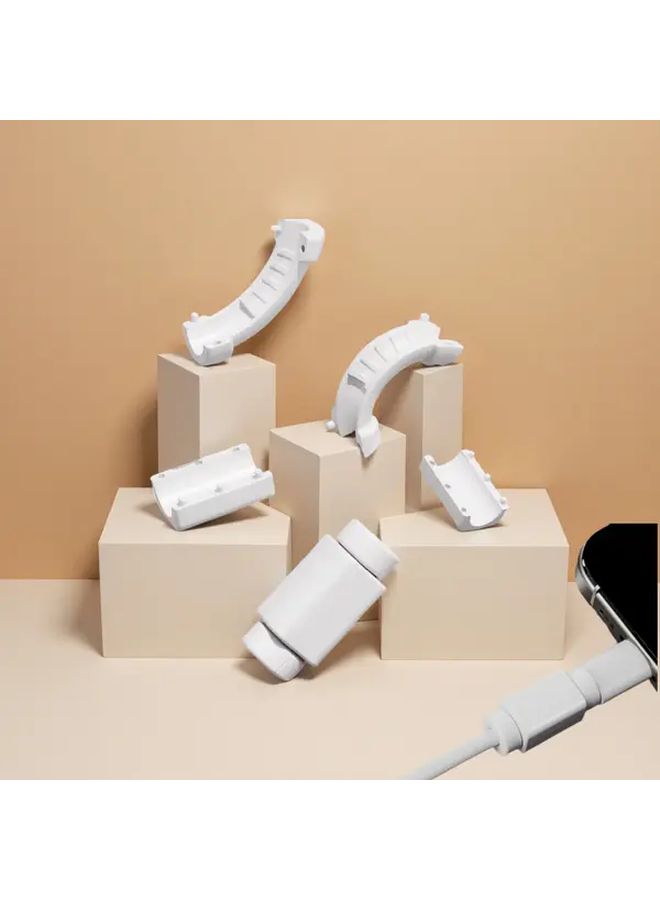 White 4pcs PVC Cable Protector Anti Breakage Cord Reinforcement for Phone Tablet - Image 1
