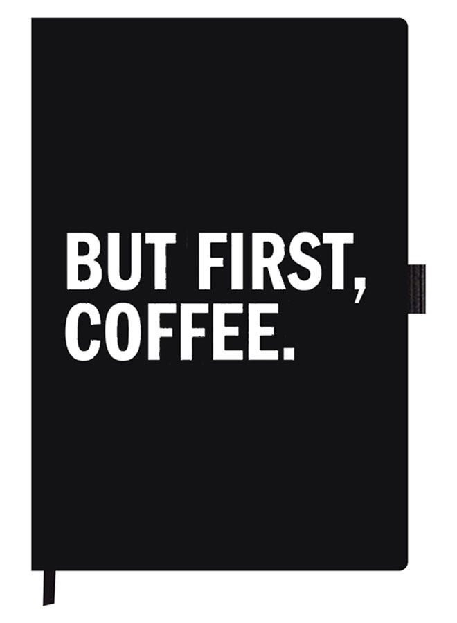 Theodor Designer A5 Thick Black Hardcover Notebook Coffee First - Image 1