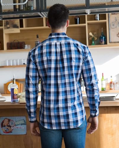 Double Pump Mens Button Down Shirts Cotton Long Sleeve Shirts Regular Fit(RM08LS07,L) - Image 4