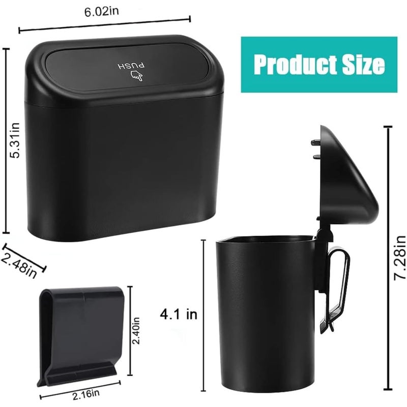 TASMAX car mini car dustbin accessories for Car Trash Bin Can Holder Dustbin Hanging: Black Automotive Garbage Can Bin Trash Container for Auto Cars, Dust Bin, Home, Office,(Black Pac for 1) - Image 4