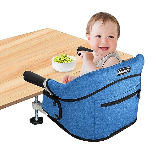 JOZZVE Hook On High Chair, Jozzve Baby High Chair, Portable High Chair for Travel, Foldable Fast Table Chair with Storage Bag, Baby Feeding Seat Clip On High Chair for Home and Travel (Bright Blue) - Image 1