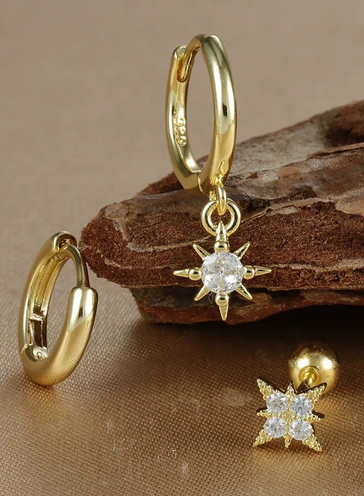 3 Pcs Gold Star Earrings for Womens Set, Hypoallergenic Star Stud Set Earrings, Stacks for Women Trendy Jewelry - Image 2