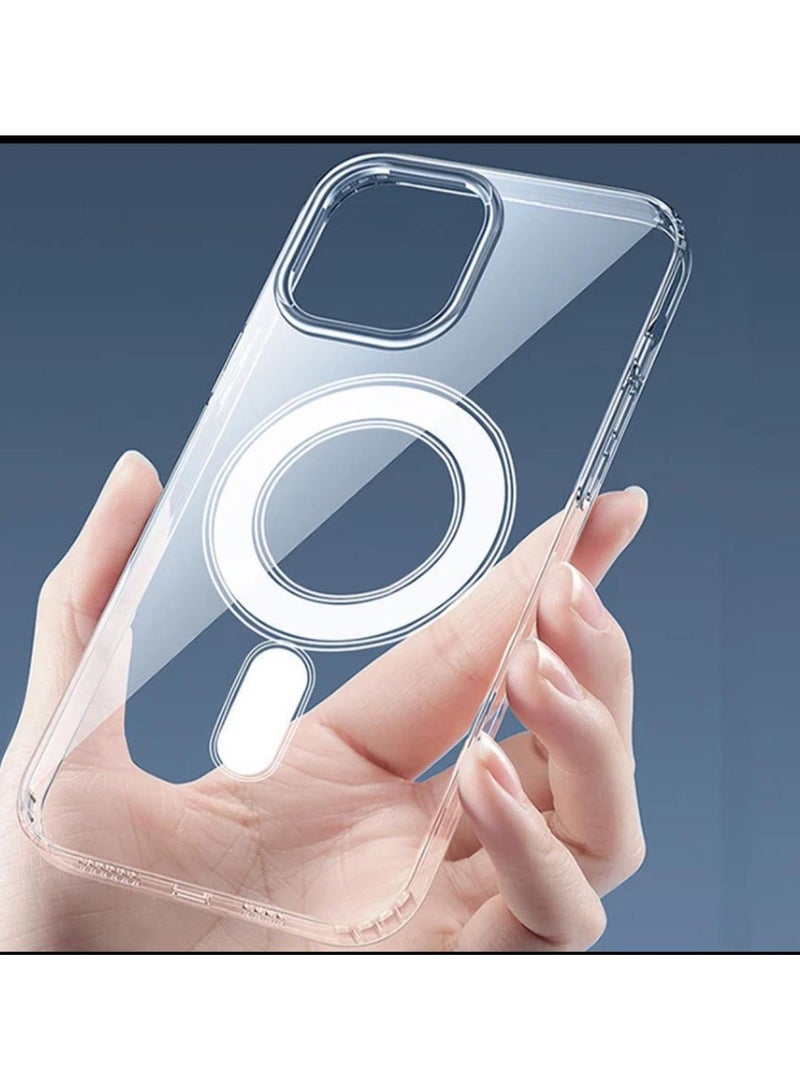 I Phone 14 plus Clear transparent TPU Case, Cover ,  Magnetic , Wireless Charging, Scratch & Yellowing Resistant, Drop Protection - Image 3