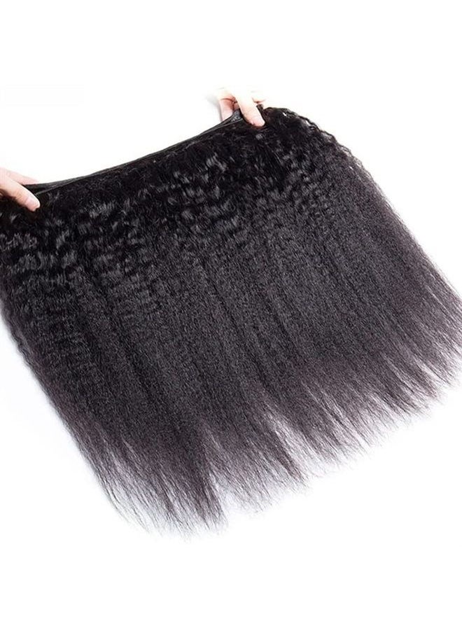 datanala - Brazilian Virgin Kinky Straight Yaki Human Hair Weave Grade 9A 100% Unprocessed Brazilian Virgin Remy Sew in Hair Extensions Natural Black Color(NEW-12 14 16Inch, 3 Bundles) - Image 1
