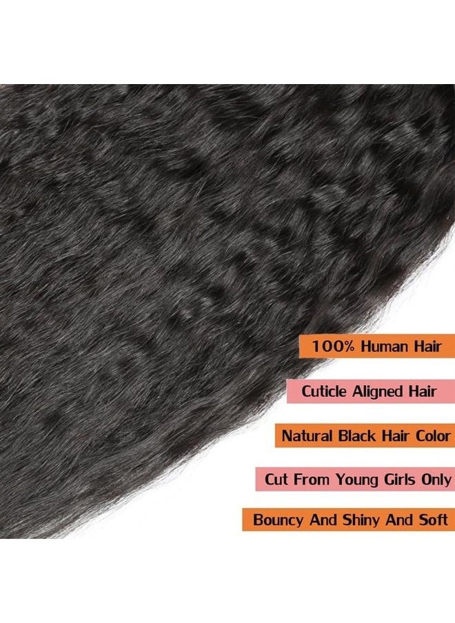 datanala - Brazilian Virgin Kinky Straight Yaki Human Hair Weave Grade 9A 100% Unprocessed Brazilian Virgin Remy Sew in Hair Extensions Natural Black Color(NEW-12 14 16Inch, 3 Bundles) - Image 1