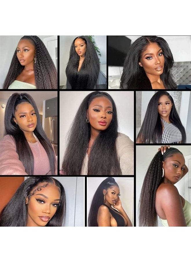 datanala - Brazilian Virgin Kinky Straight Yaki Human Hair Weave Grade 9A 100% Unprocessed Brazilian Virgin Remy Sew in Hair Extensions Natural Black Color(NEW-12 14 16Inch, 3 Bundles) - Image 1