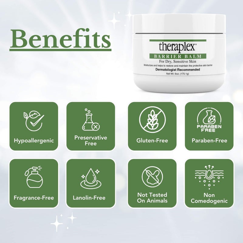 Theraplex مرهم بارير ثيرابليكس لحماية البشرة - كريم مرطب لإصلاح الحاجز الجلدي للجسم للبشرة الجافة والحساسة - خالي من البارابين أو المواد الحافظة، غير كوميدوغينيك ومضاد للحساسية - موصى به من قبل أطباء الجلد - 6 أونصات - Image 4