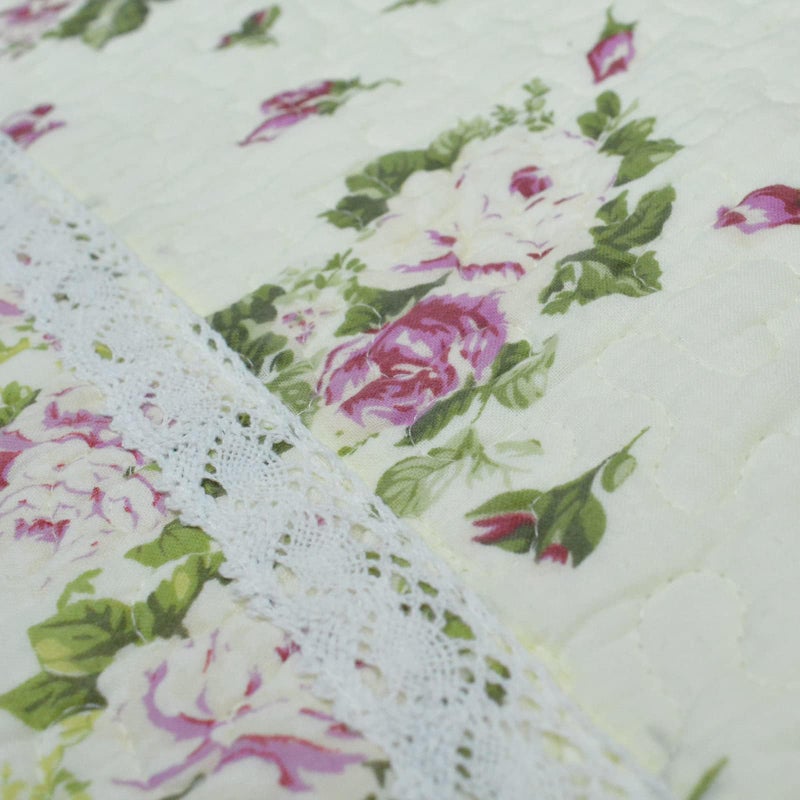 USTIDE Rustic Rose Flowers Area Carpet, Home Decor Cotton Pink Roses Pattern Bedroom Floor Rugs, Unique Quilted Washable Bathroom Rug 2x4 (Pink) - Image 3