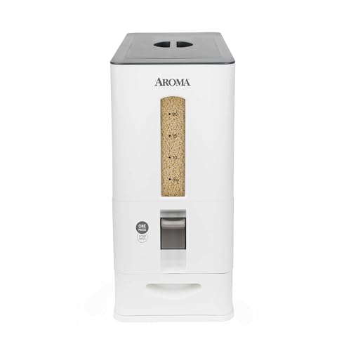 Aroma Housewares 27lbs Large Rice Dispenser, 7.25 x 16.5 x 16.5 inches, White - Image 1