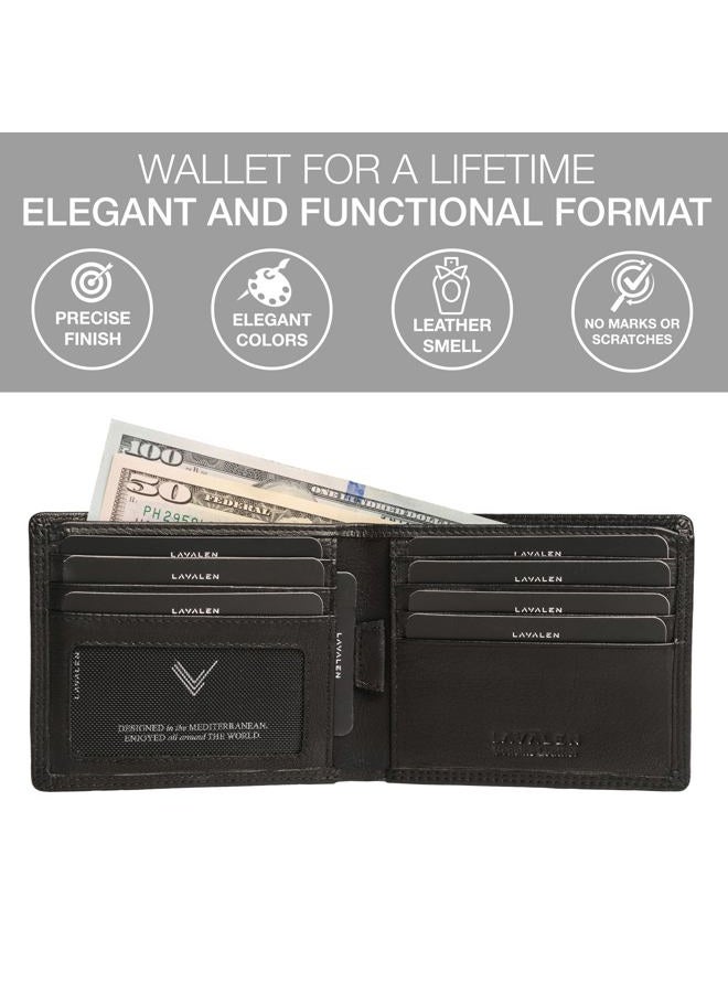Lavalen Soft Leather Wallets for Men UK - RFID Blocking - Stylish Mens Wallet with Coin Pocket Everyday Use - Holds Bills, Credit Cards, Coins - Leather Craftsmanship, Black Wallet, Modern - Image 4