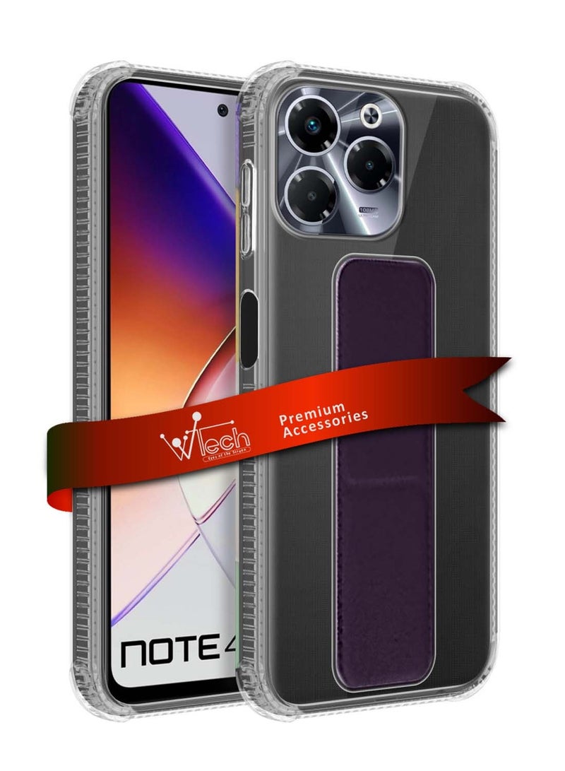 Wtech Infinix Note 40X 5G 2024 TPU Hand Grip Air Pillow Case Cover - Clear/Eggplant Purple - Image 1