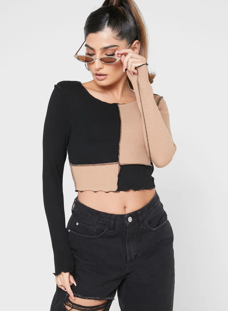 Ginger Color Block Crop Top