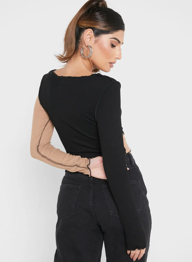 Ginger Color Block Crop Top