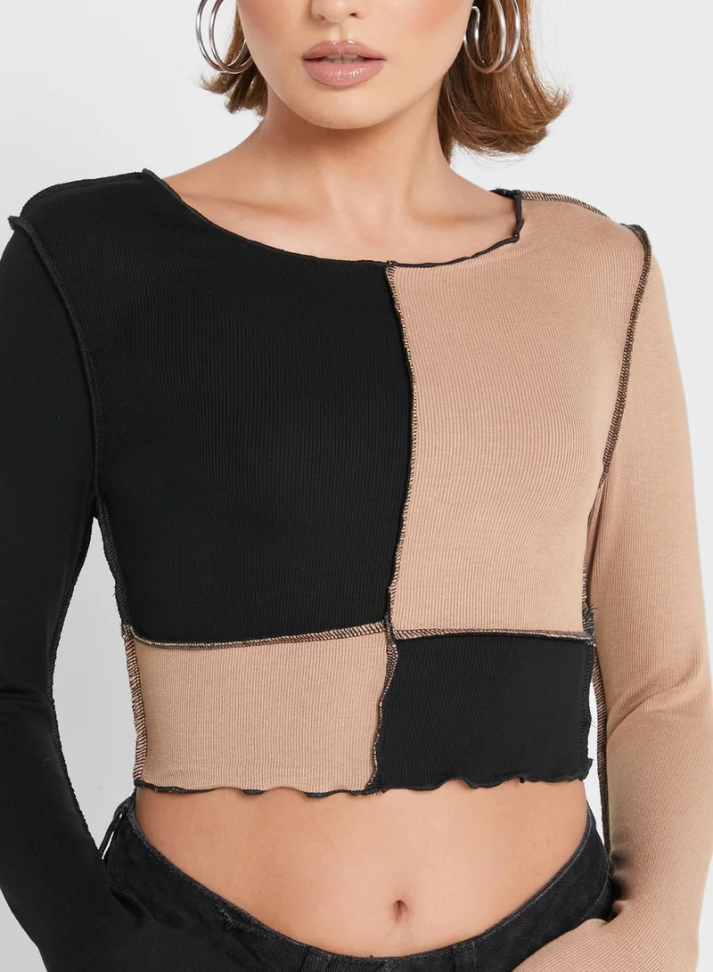 Ginger Color Block Crop Top