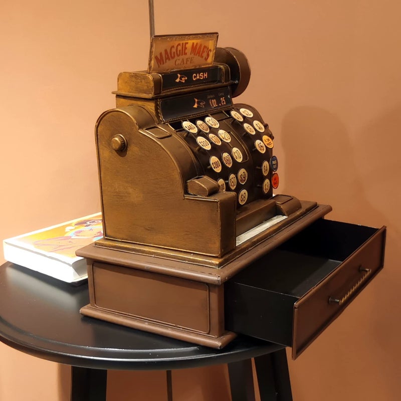 VANLAXY Vintage Cash Register Model Piggy Bank Money Bank Storage Box Jewelry Box Ring Trinket Case Cabinet Figurine Cafe Bar Window Decor Model Home Desk Decoration - Image 5