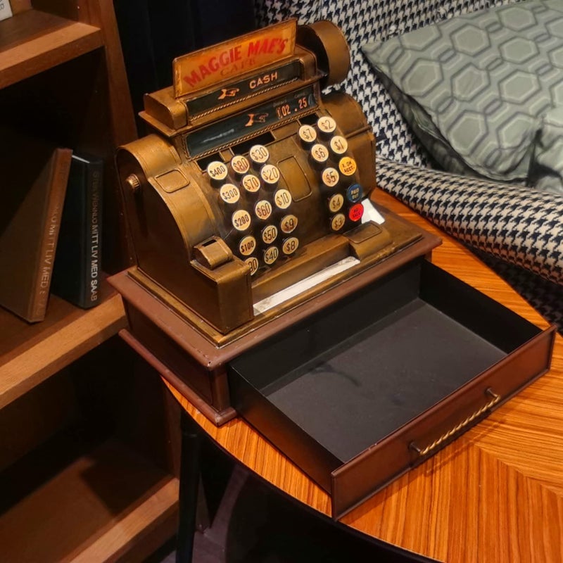 VANLAXY Vintage Cash Register Model Piggy Bank Money Bank Storage Box Jewelry Box Ring Trinket Case Cabinet Figurine Cafe Bar Window Decor Model Home Desk Decoration - Image 3