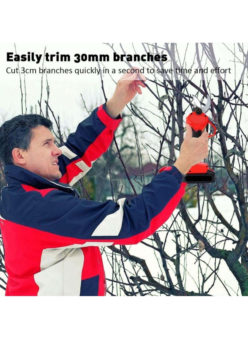 Cordless Electric Pruning Shears – 30mm Garden Branch Cutter with 2 Rechargeable Batteries, 6–8 Hour Runtime, Ideal for Fruit Trees
