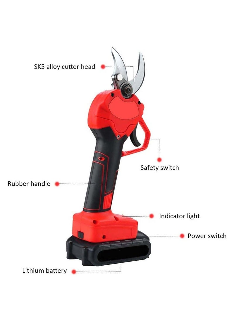 Cordless Electric Pruning Shears – 30mm Garden Branch Cutter with 2 Rechargeable Batteries, 6–8 Hour Runtime, Ideal for Fruit Trees