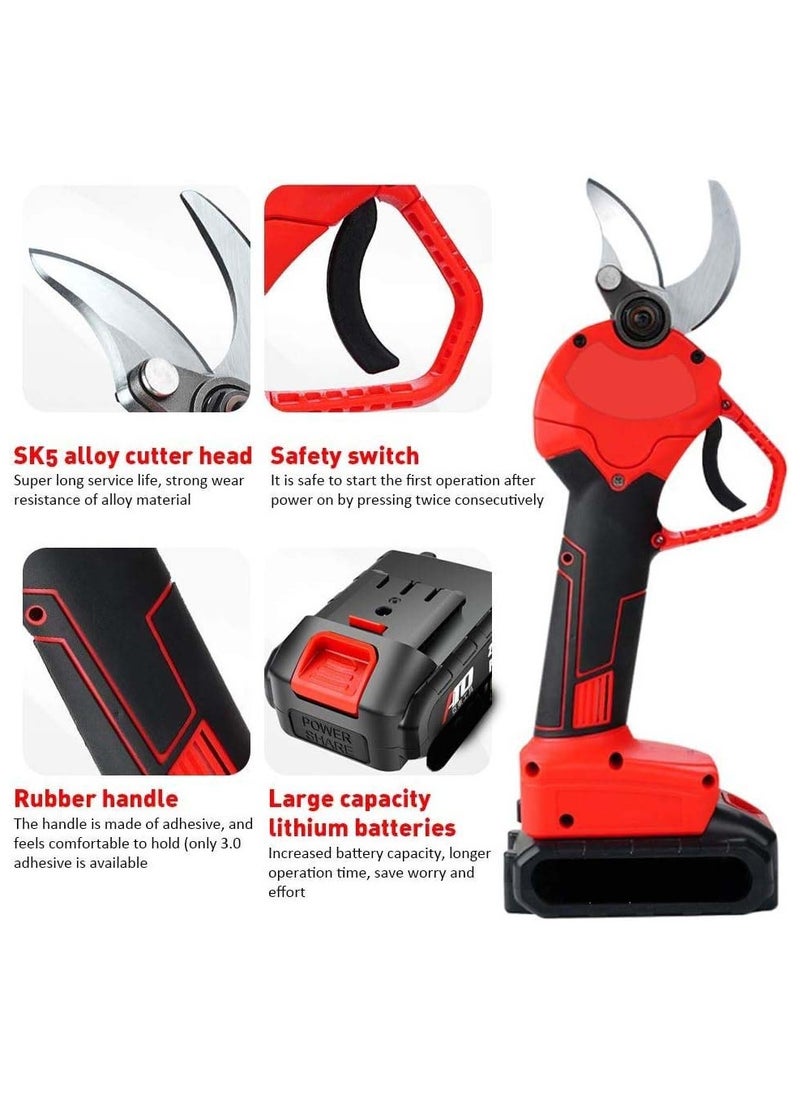 Cordless Electric Pruning Shears – 30mm Garden Branch Cutter with 2 Rechargeable Batteries, 6–8 Hour Runtime, Ideal for Fruit Trees