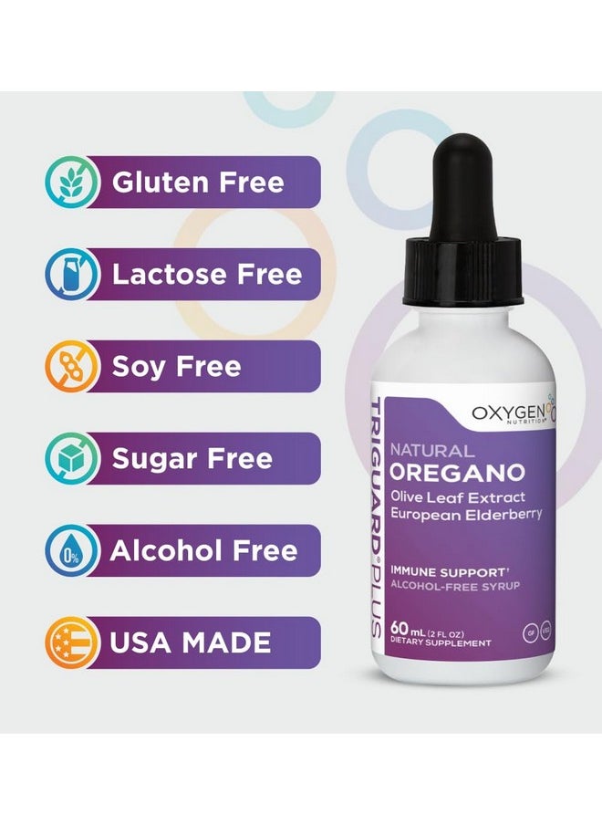 Oxygen Nutrition - Triguard Plus Oil Of Oregano Leaf Extract, Olive Leaf Extract, Elderberry Extract Liquid Tincture Supplement 2 fl oz | Gut Health, Immune Support & Energy | Alcohol-Free | Organically Grown - Image 1