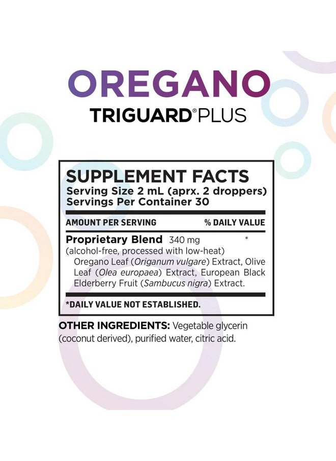 Oxygen Nutrition - Triguard Plus Oil Of Oregano Leaf Extract, Olive Leaf Extract, Elderberry Extract Liquid Tincture Supplement 2 fl oz | Gut Health, Immune Support & Energy | Alcohol-Free | Organically Grown - Image 1