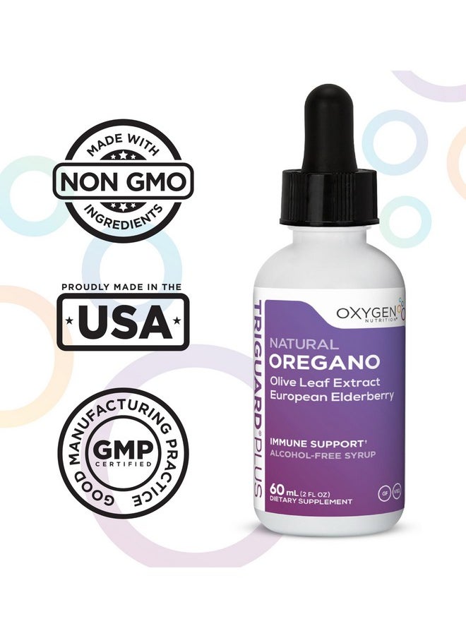 Oxygen Nutrition - Triguard Plus Oil Of Oregano Leaf Extract, Olive Leaf Extract, Elderberry Extract Liquid Tincture Supplement 2 fl oz | Gut Health, Immune Support & Energy | Alcohol-Free | Organically Grown - Image 1
