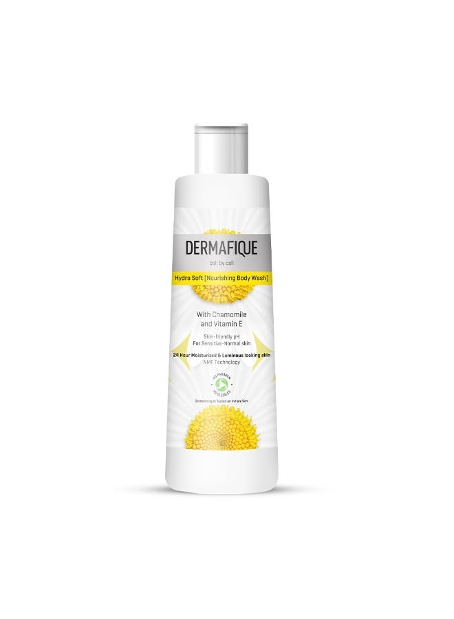 Dermafique Hydra Soft Nourishing Body Wash – 250ml, Showergel for Women & Men, No Parabens/SLS/SLES, With Vitamin E & Chamomile, Suitable for Sensitive - Normal Skin | Dermatologist Tested - Image 1
