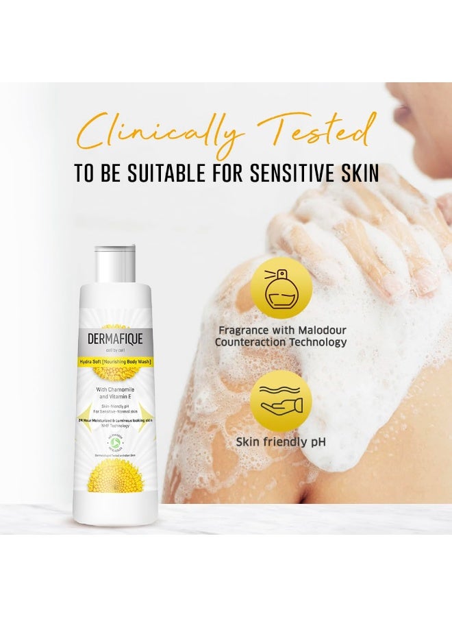 Dermafique Hydra Soft Nourishing Body Wash – 250ml, Showergel for Women & Men, No Parabens/SLS/SLES, With Vitamin E & Chamomile, Suitable for Sensitive - Normal Skin | Dermatologist Tested - Image 4