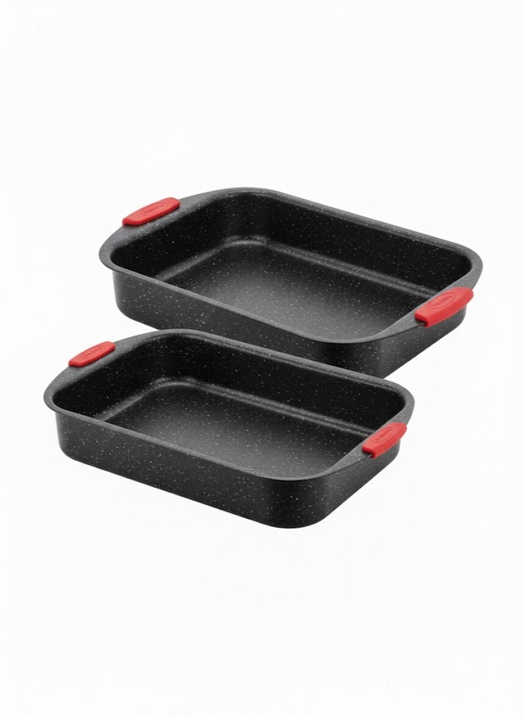 Rectangular oven casserole set 2 Piece 30 - 35 cm granite