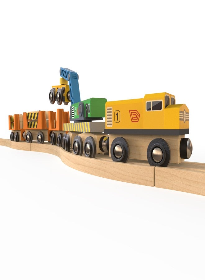 ORBRIUM Wooden Railway Work Trains Track Maintenance Crew with Breakdown Crane, Engine, Rail Inspection Engine, Track Carriers, Inspection Engine Carrier, Special Tracks, Compatible with Thomas, BRIO - Image 4