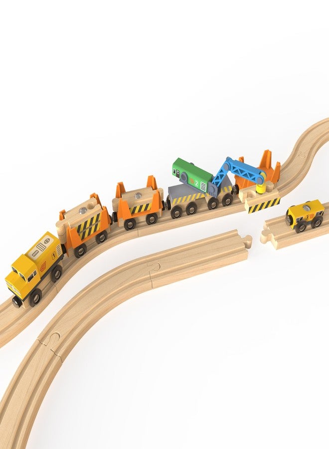 ORBRIUM Wooden Railway Work Trains Track Maintenance Crew with Breakdown Crane, Engine, Rail Inspection Engine, Track Carriers, Inspection Engine Carrier, Special Tracks, Compatible with Thomas, BRIO - Image 5