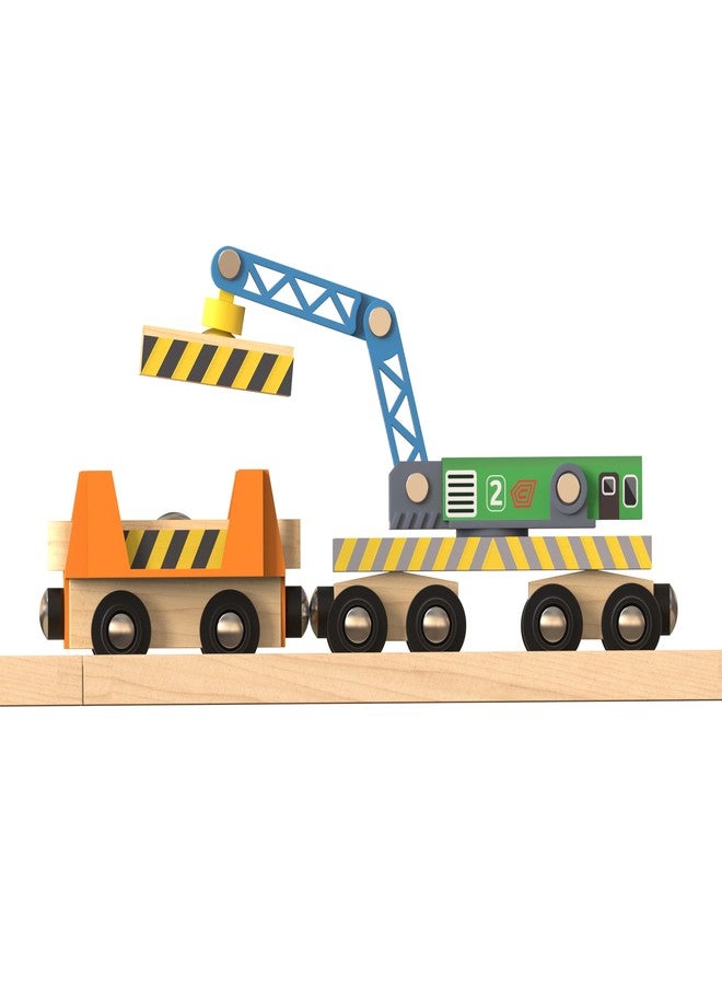 ORBRIUM Wooden Railway Work Trains Track Maintenance Crew with Breakdown Crane, Engine, Rail Inspection Engine, Track Carriers, Inspection Engine Carrier, Special Tracks, Compatible with Thomas, BRIO - Image 3