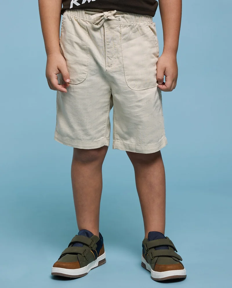 أر أند بي Solid Shorts with Drawstring Waist