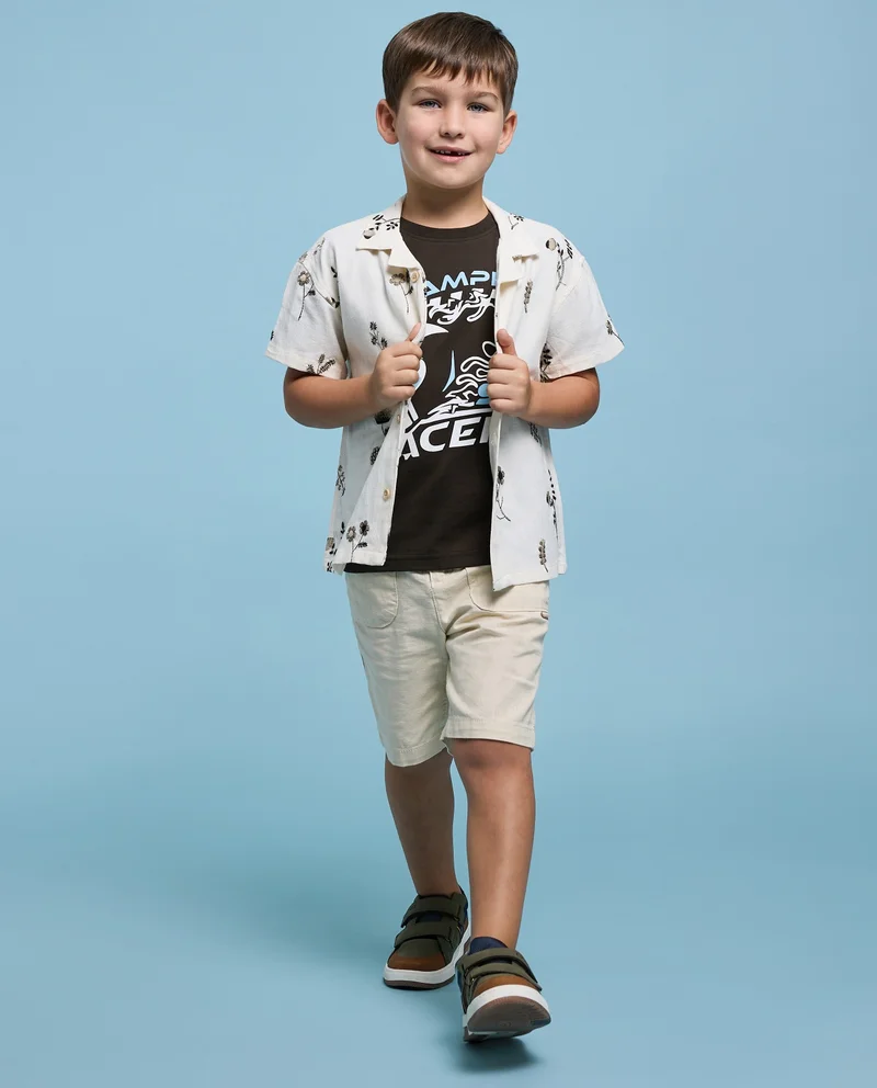 أر أند بي Solid Shorts with Drawstring Waist