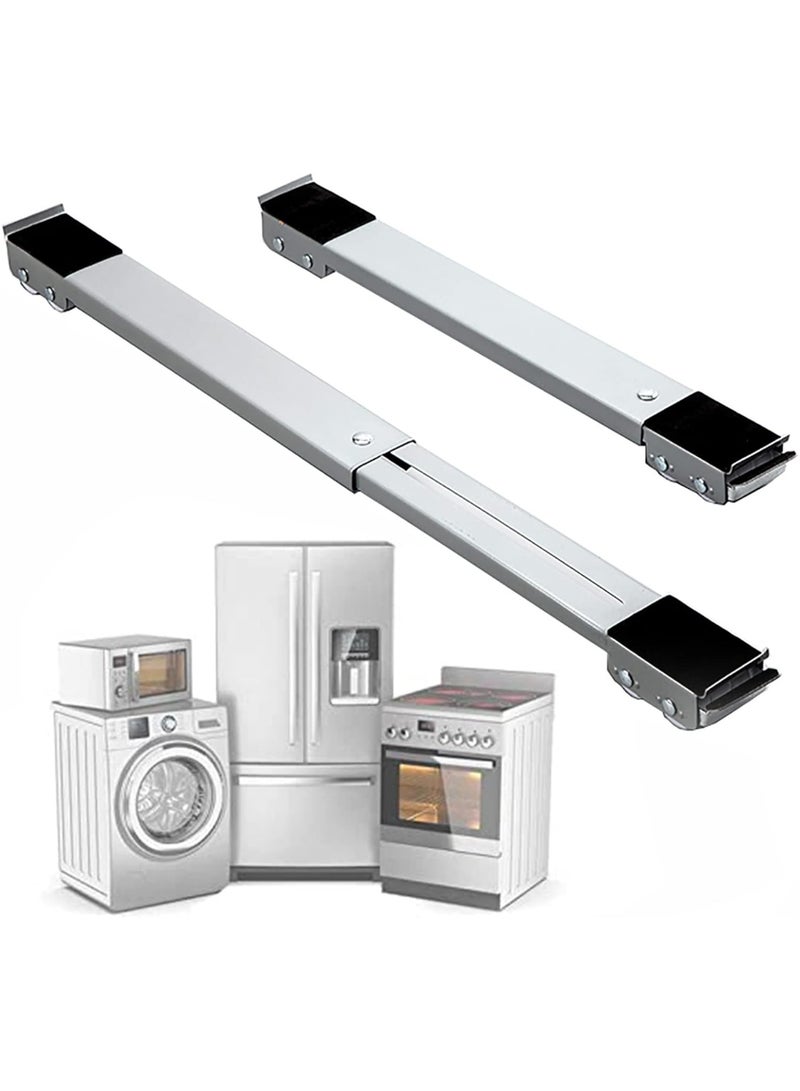 DubaiGallery Cart Universal Mobile Roller Stand, with Wheels, for Washer Dryer Laundry Pedestal Fridge Silver  - Image 1
