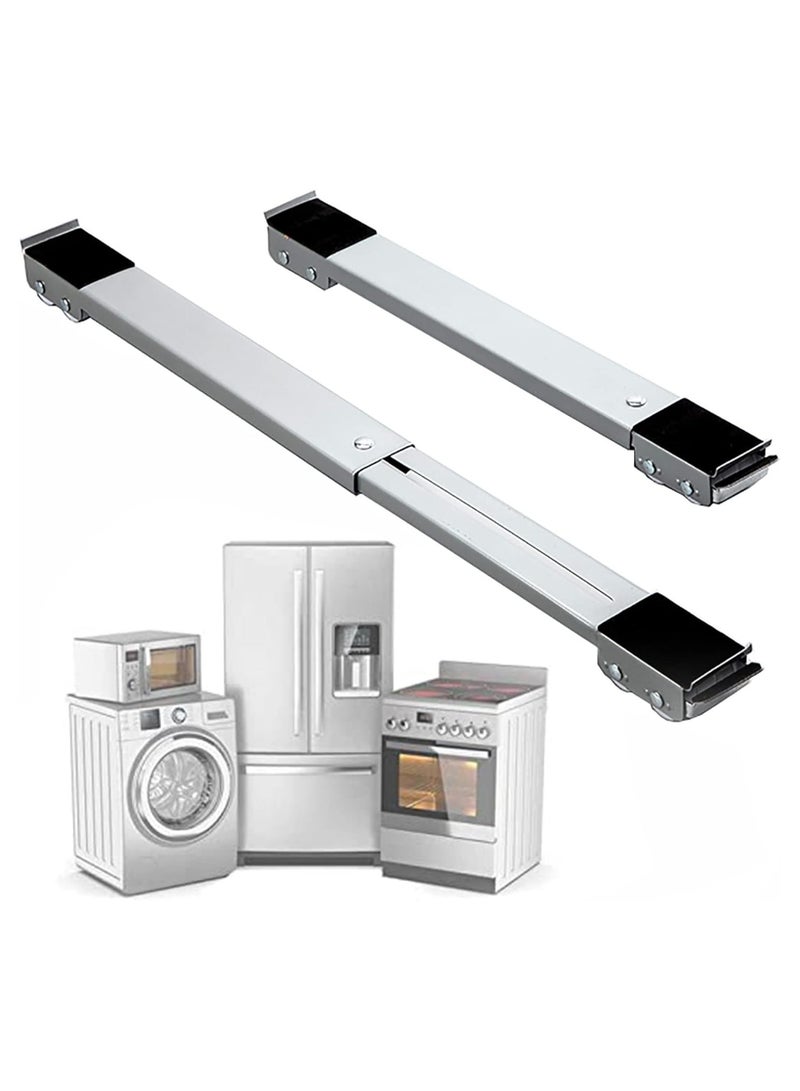 DubaiGallery Cart Universal Mobile Roller Stand, with Wheels, for Washer Dryer Laundry Pedestal Fridge Silver  - Image 3