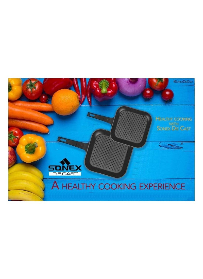 SONEX - Die Cast Grill Pan Non Stick Marble Coating 28cm Black - Image 1