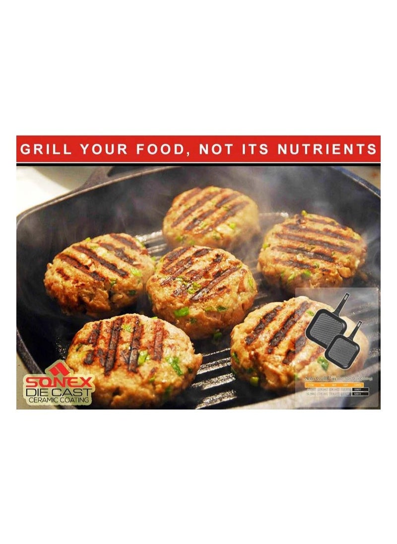 SONEX - Die Cast Grill Pan Non Stick Marble Coating 28cm Black - Image 1