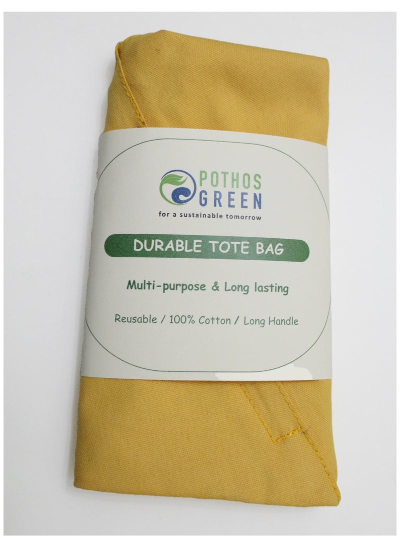 Pothos Green Cross-body Bag | Trendy and smart | Color Yellow - Yolk | 1 front pocket with zip | Long single handle shoulder slip-on | 100% natural medium thick canvas | size 14.5x 6 inches.  - Image 4