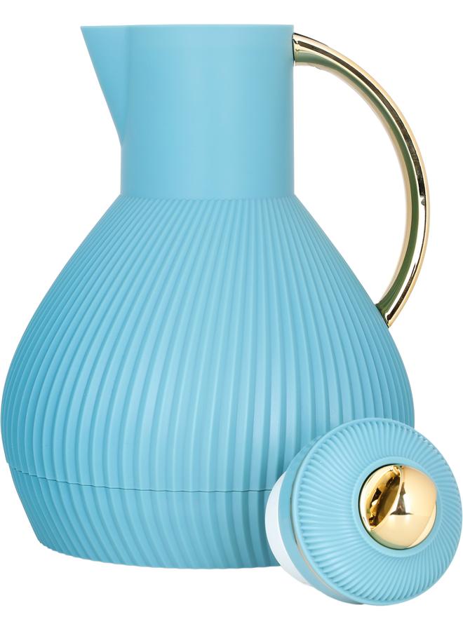 Alsaif Alia Plastic Thermos 1 Liter Turquoise - Image 3