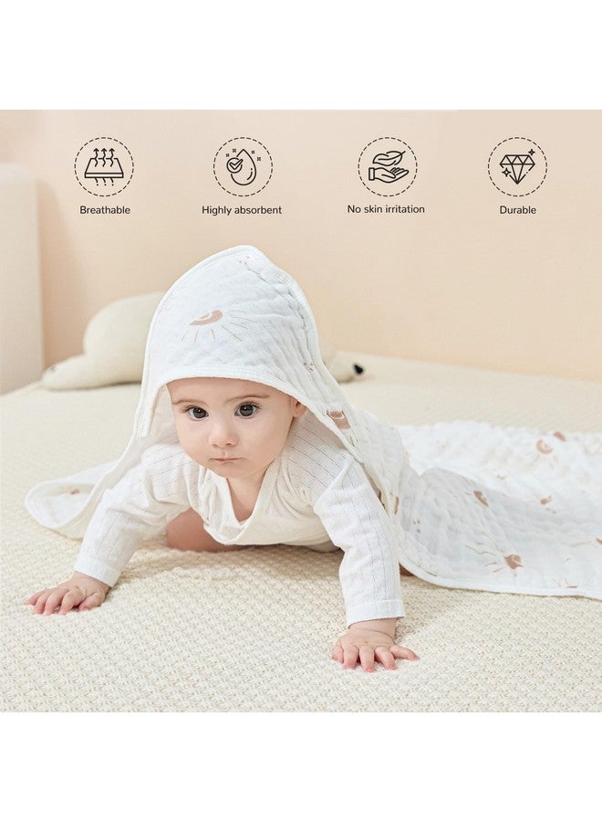 مناشف حمام جيلي موني موسلين للأطفال حديثي الولادة، عبوة من قطعتين، مصنوعة من القطن بنسبة 100% مع غطاء للرضع والأطفال الصغار والأطفال، مقاس كبير 32 × 32 بوصة، مناشف حمام ناعمة وماصة - Image 1