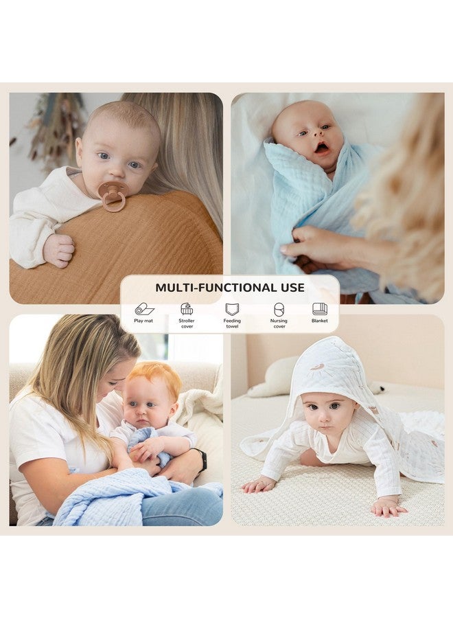 مناشف حمام جيلي موني موسلين للأطفال حديثي الولادة، عبوة من قطعتين، مصنوعة من القطن بنسبة 100% مع غطاء للرضع والأطفال الصغار والأطفال، مقاس كبير 32 × 32 بوصة، مناشف حمام ناعمة وماصة - Image 4