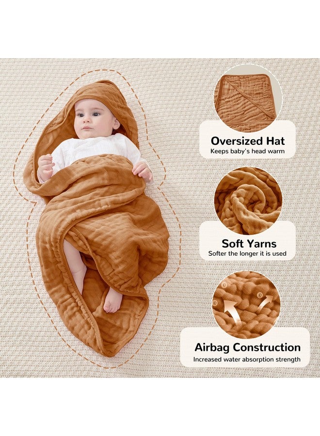 مناشف حمام جيلي موني موسلين للأطفال حديثي الولادة، عبوة من قطعتين، مصنوعة من القطن بنسبة 100% مع غطاء للرضع والأطفال الصغار والأطفال، مقاس كبير 32 × 32 بوصة، مناشف حمام ناعمة وماصة - Image 2