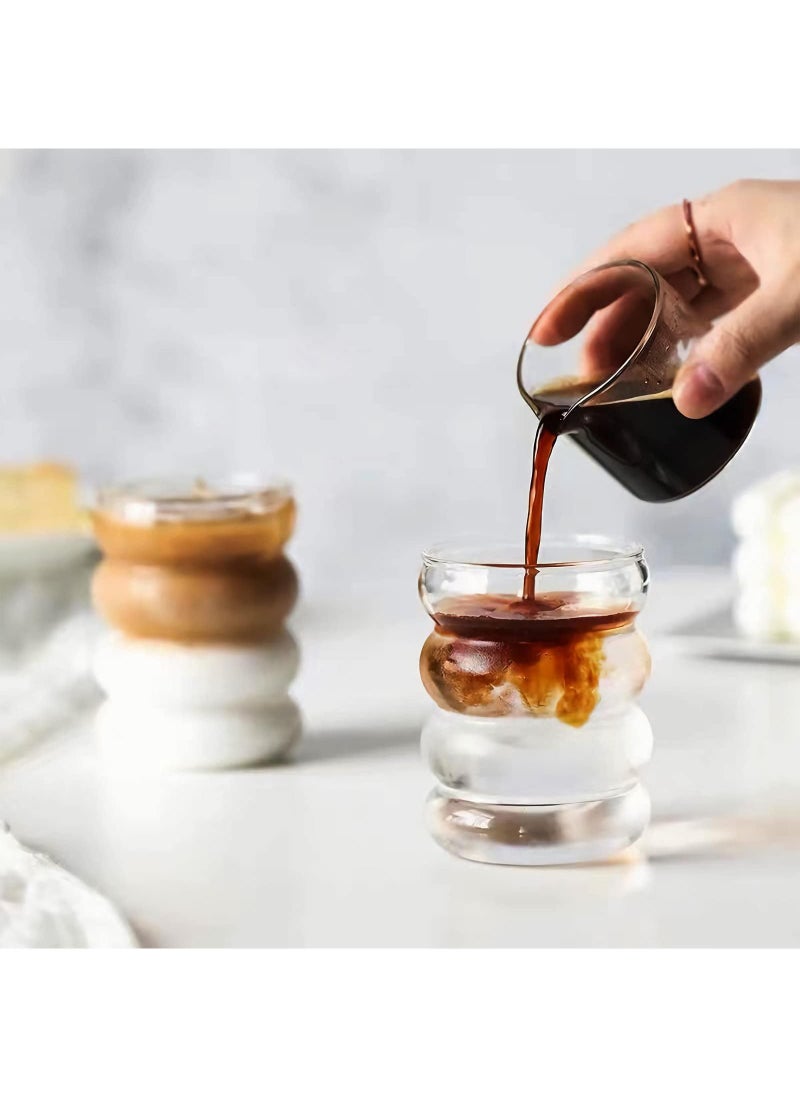 Sweet seven - Set of 2 Glass Drinking Glasses with Glass Straw - 10oz (300ml) Glassware Set for, Iced Coffee- Perfect for Water, Soda, and Tea - Includes Cleaning Brush - Great Gift Idea - Image 1
