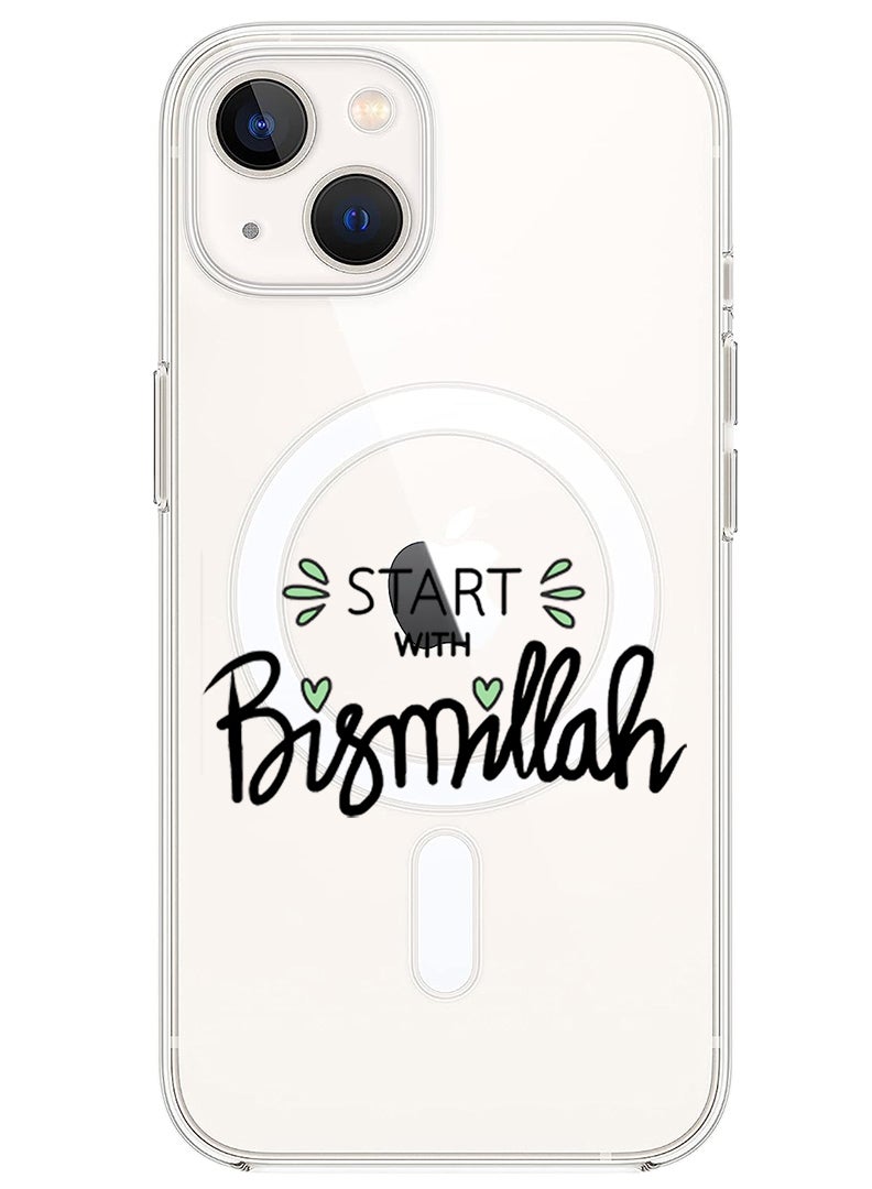 Theodor Magnetic Case for iPhone 14 Plus 6.7-inch Compatible with MagSafe Wireless Charging, Shockproof Phone Bumper Cover Start with Bismillah Black - Image 1