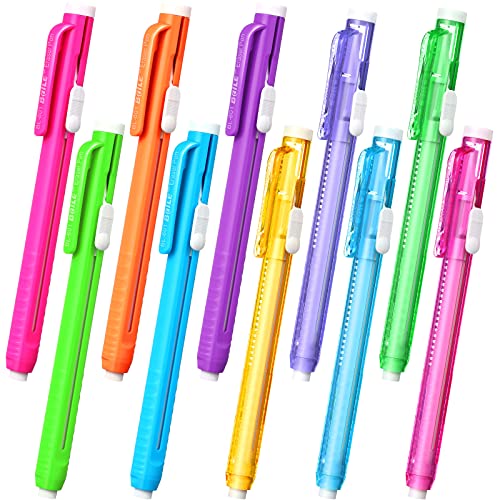 Pangda 10 Pieces Retractable Mechanical Eraser Pen, Pen-Style Erasers Pencil Click Big for Drawing, Art, Drafting, Sketching Adults, Kids Office, School Supplies (Multicolor) - Image 1