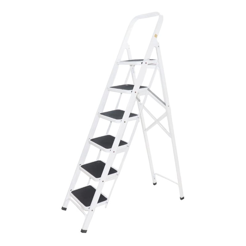 Hail Metal Royal Folding Step Ladder With 6 Steps White&Black 173*113*173cm 5048 - Image 1