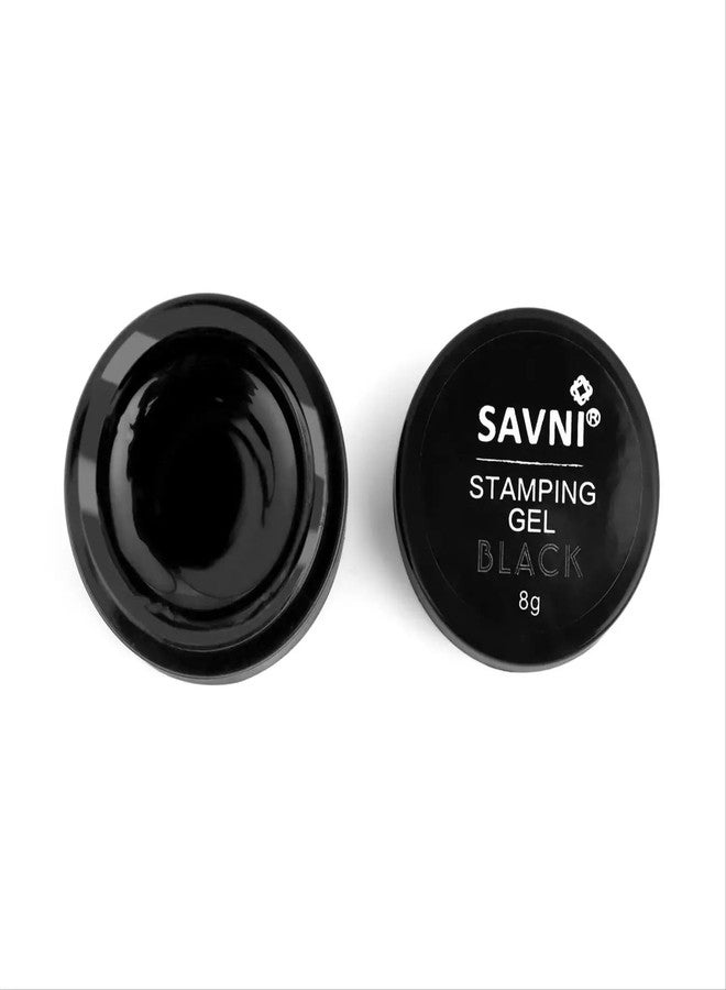 SAVNI Nail Art Stamping Gel, Professional Nail Design Polish, 8g (Black, 10) - Image 1