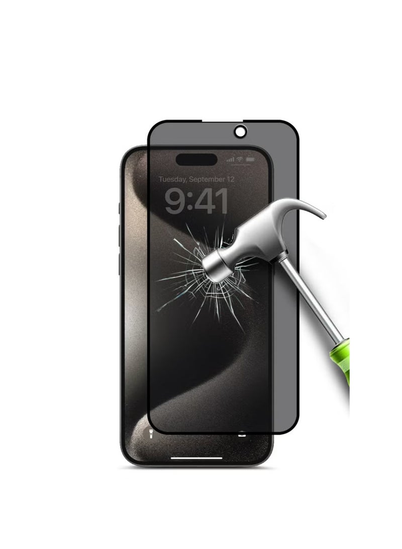 iPhone 15 Pro Max Privacy Screen Protector - Premium Edge to Edge Anti Spy Privacy Tempered Glass, Oleophobic Coating, Delicate Touch, Anti-Explosion, Smooth Arc Edge, Easy Installation - Image 3